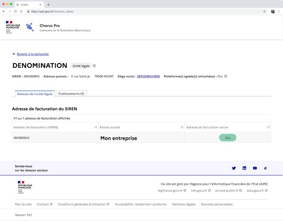 Figure 27 - Exemple d'écran de consultation du Portail Annuaire